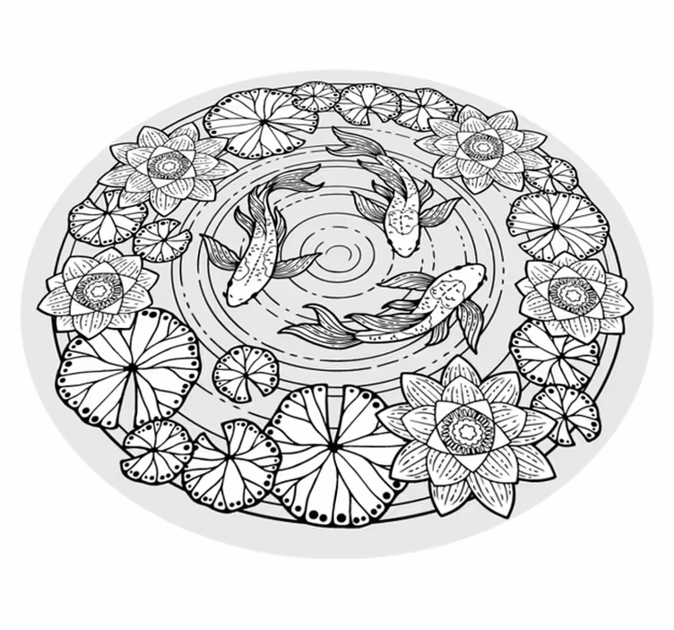 Tapis vinyle salon Lotus et carpe koi - TenStickers