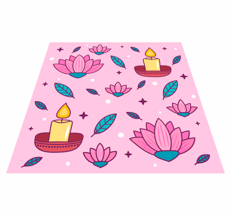 Tapis vinyle fleurs et plantes ambiance fleur de lotus - TenStickers