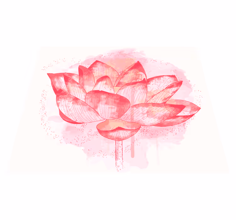 Tapis vinyle salon Aquarelle circulaire de lotus - TenStickers