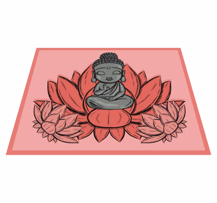 Tapis vinyle salon Bouddha de lotus et de dessin animé - TenStickers