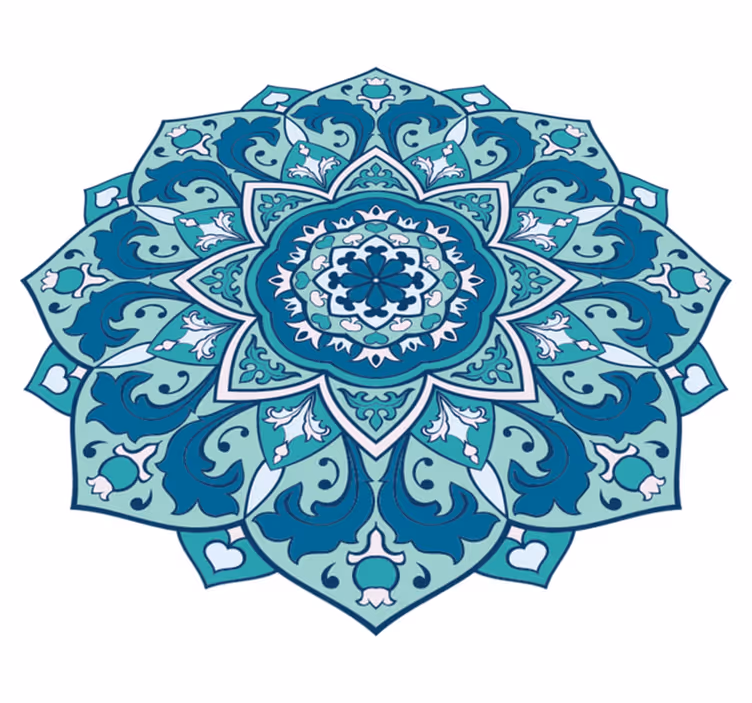 Tapis vinyle mandala motif bleu élégant - TenStickers