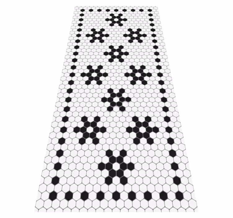 Tapis vinyle carreaux Mosaïque noir et blanc - TenStickers