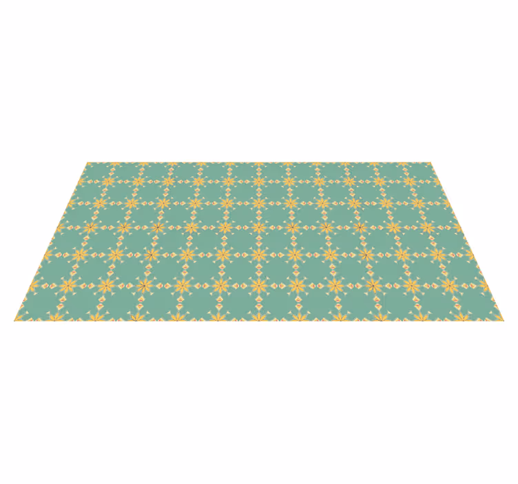 Tapis vinyle carreaux  floral vert vintage - TenStickers