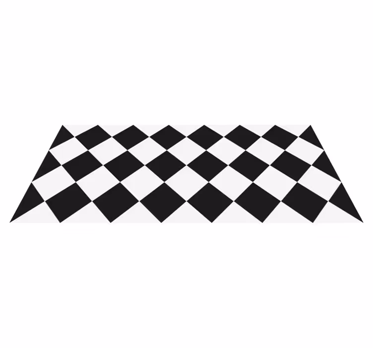 Tapis vinyle salle de bain carreaux losanges noirs et blancs - TenStickers