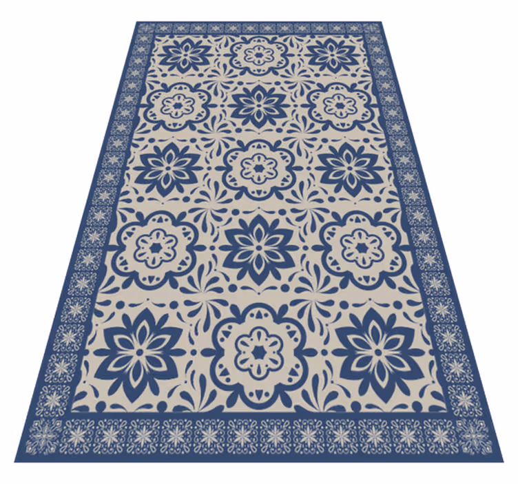 Tapis vinyle Thème floral hydraulique bleu - TenStickers