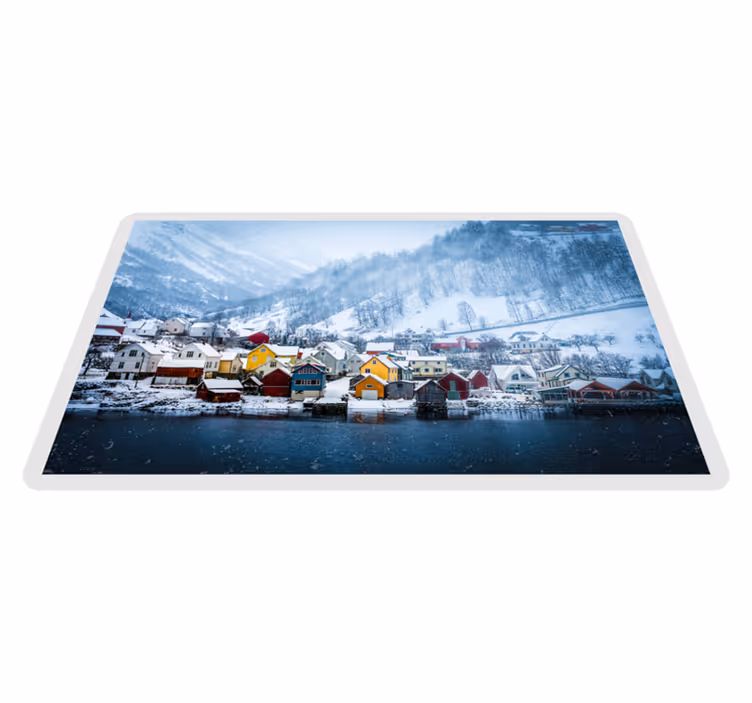 Tapis vinyle salon Norvège fjord hiver - TenStickers