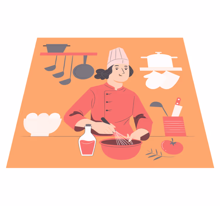 tapis vinyle cuisine Dessin animé de chef pâtissier - TenStickers