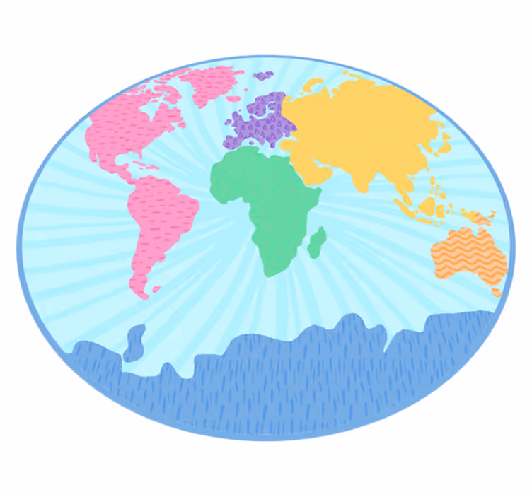 Tapis vinyle carte du monde Couleurs pastel colorées - TenStickers