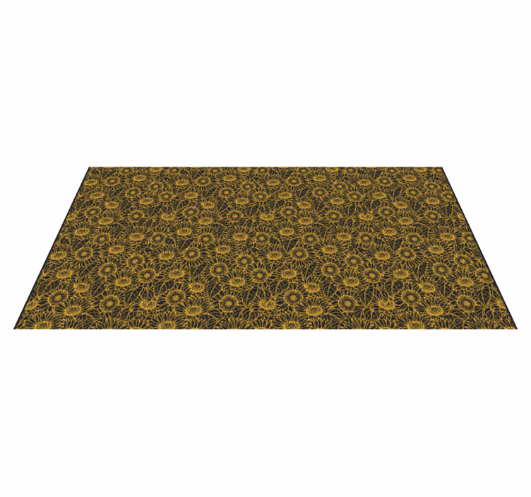 tapis vinyle salon Fleurs de soleil fond sombre - TenStickers