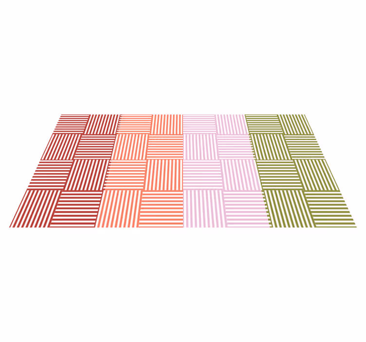 Tapis vinyle geometrique Carrés rayés colorés - TenStickers
