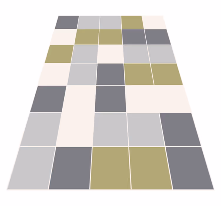 Tapis vinyle geometrique Gris et jaune moderne - TenStickers