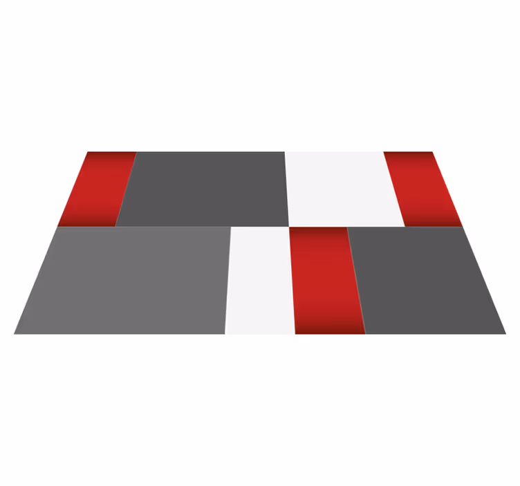 Tapis vinyle geometrique Carrelage carré moderne rouge, blanc et  - TenStickers