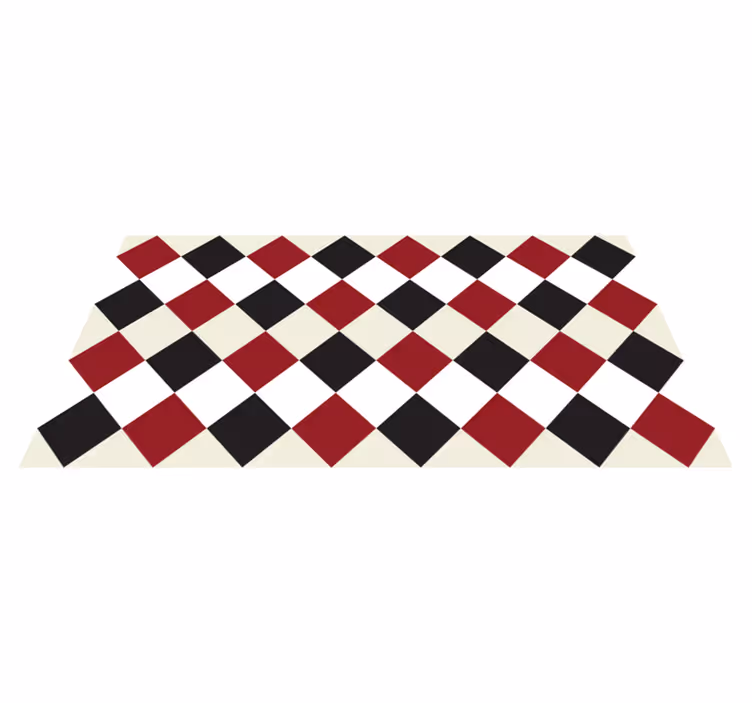 Tapis vinyle cuisine carreaux Losange rouge et noir - TenStickers