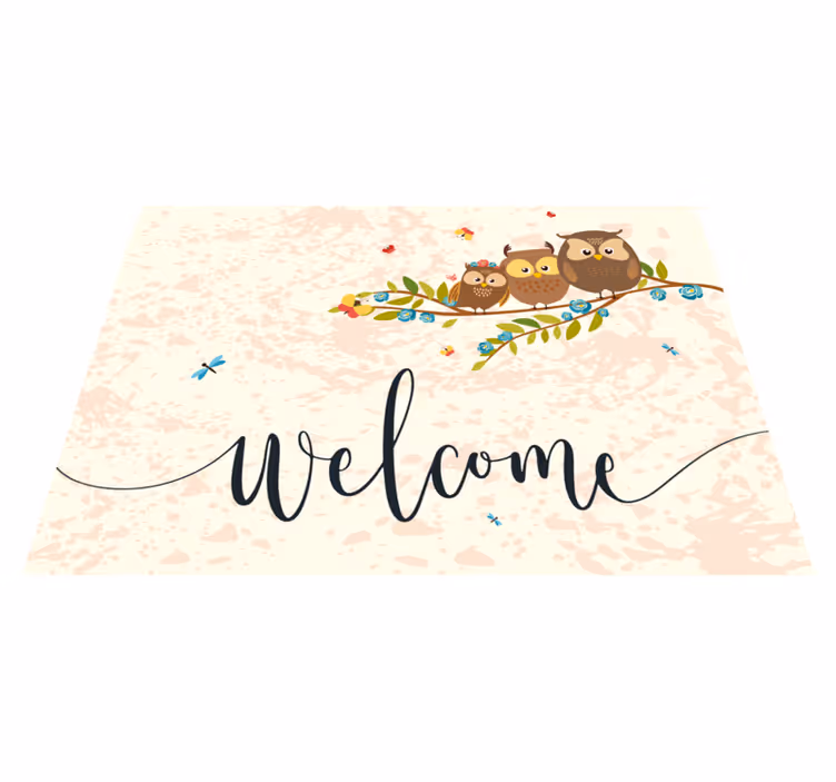 Tapis vinyle animal graphique de hiboux accueillants - TenStickers
