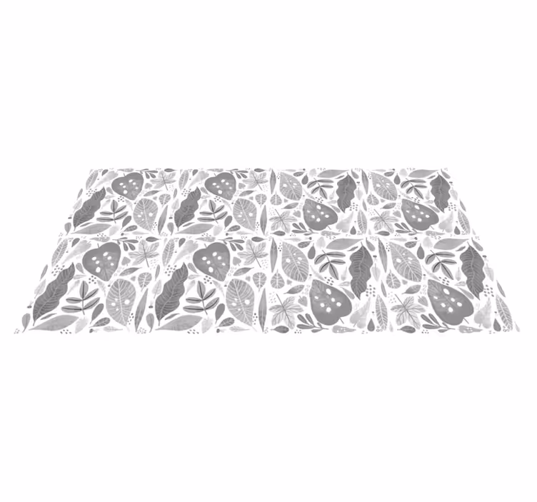 Tapis vinyle nature motif de feuilles grises - TenStickers