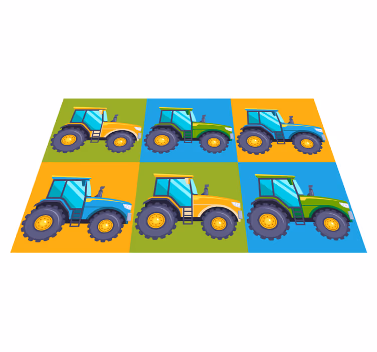 Tapis vinyle Tuiles de tracteur multicolores - TenStickers
