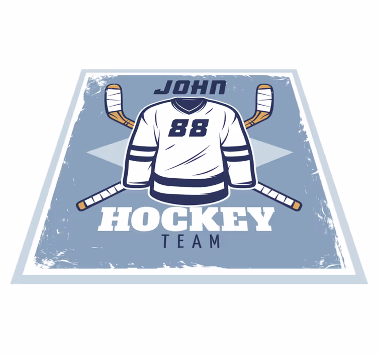 Tapis vinyle avec nom Vestiaire hockey sur glace - TenStickers
