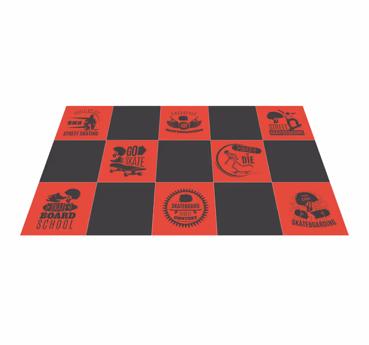 Tapis vinyle chambre Skateboard rouge et noir - TenStickers
