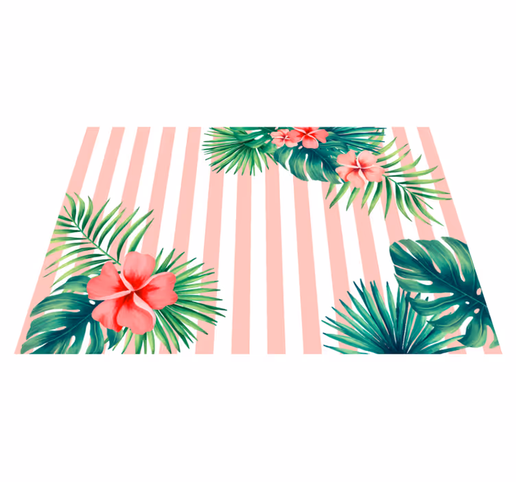 Tapis vinyle Feuilles tropicales à rayures - TenStickers