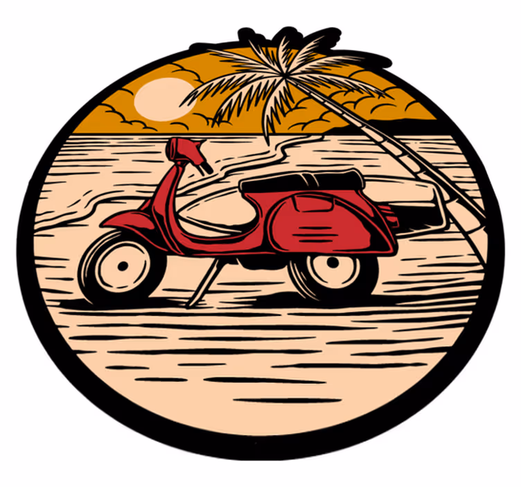 Tapis vinyle autres tapis scène de scooter tropical - TenStickers