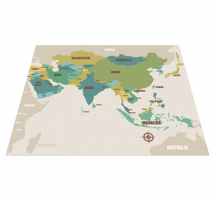 Tapis vinyle carte du monde Carte de l'asie - TenStickers