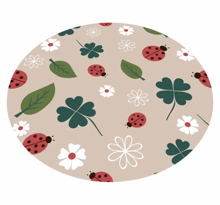 Tapis vinyle animal Feuilles avec coccinelle - TenStickers
