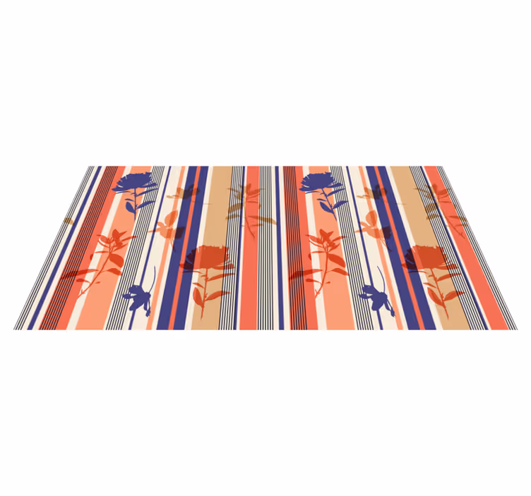 Tapis vinyle fleurs et plantes motif floral rayé - TenStickers