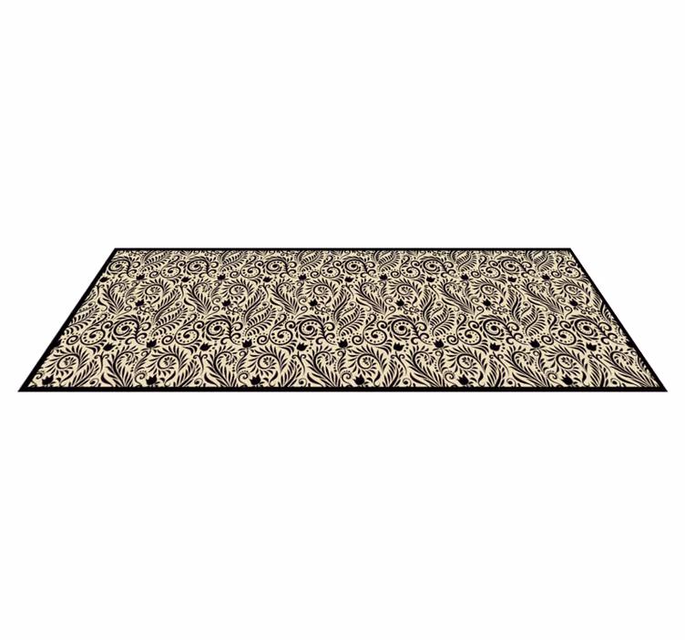 tapis vinyle cuisine vinylee floral noir - TenStickers