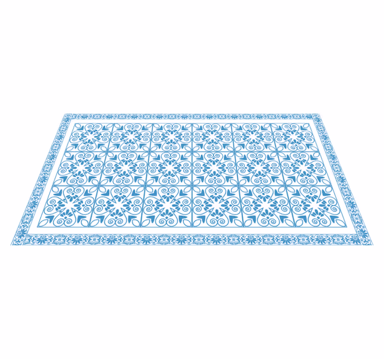 Tapis vinyle cuisine Carreaux bleus ornementaux - TenStickers