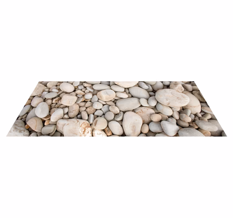 Tapis vinyle cuisine blanc petites pierres - TenStickers