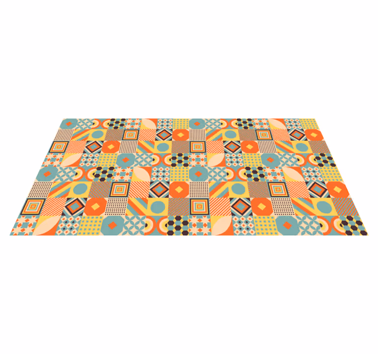 Tapis vinyle géométrique concept de carreaux vivants - TenStickers