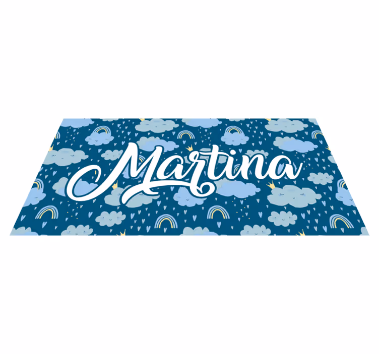 Tapis vinyle Nuages pluie prénom personnalisé - TenStickers