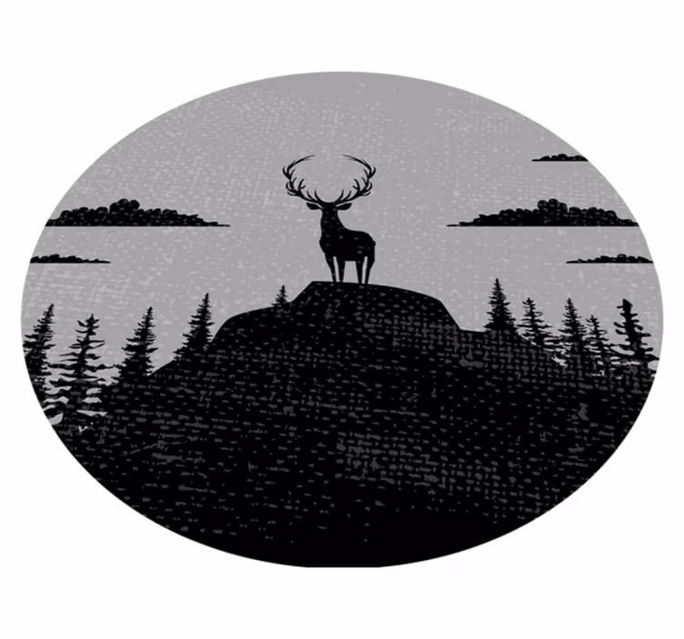 Tapis vinyle animal Cerf gris et noir - TenStickers