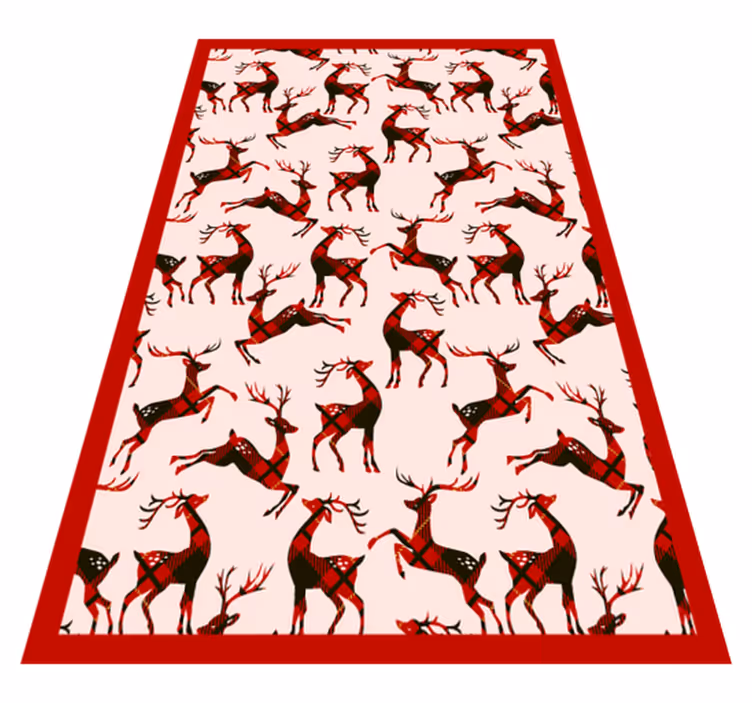 Tapis vinyle animal Cerf tartan rouge - TenStickers