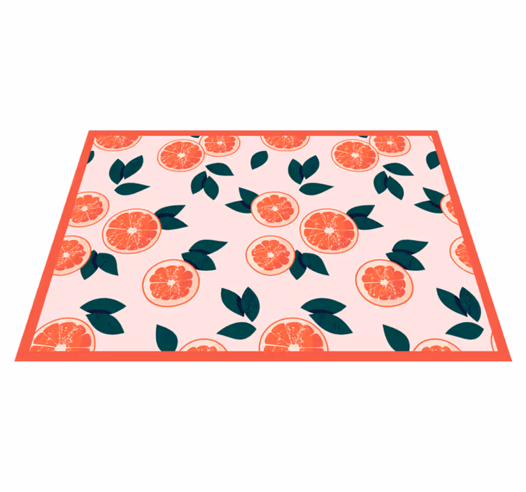 Tapis vinyle fleurs et plantes floral rose et citronné - TenStickers