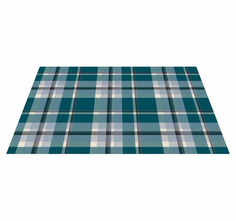 Tapis vinyle cuisine motif à carreaux bleus - TenStickers