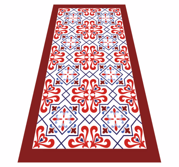 Tapis vinyle carreaux de ciment rouge bleu - TenStickers