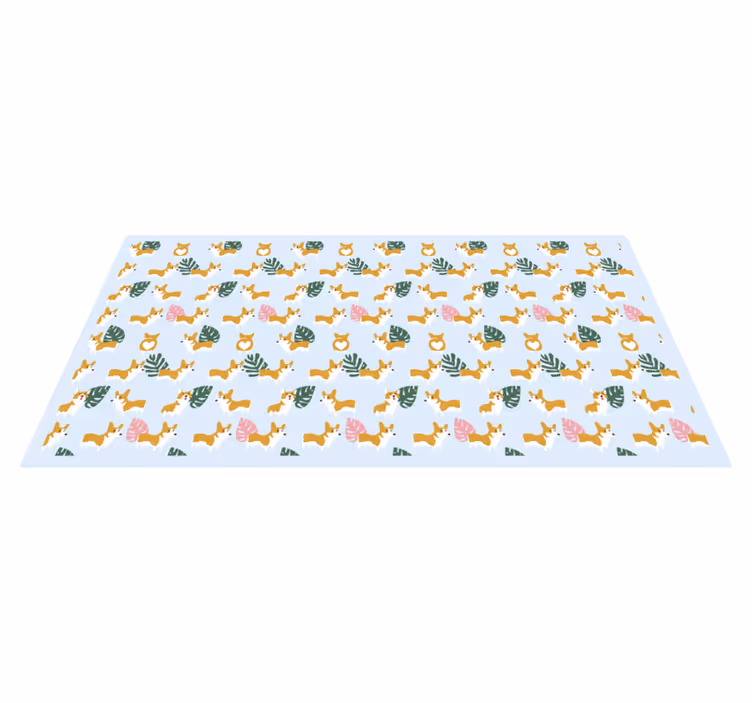 tapis vinyle cuisine vinylee floral avec un chien - TenStickers