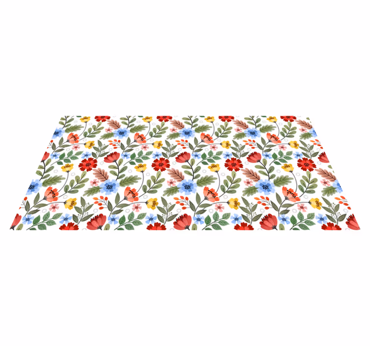 Tapis vinyle fleurs et plantes motif coloré et vibrant - TenStickers