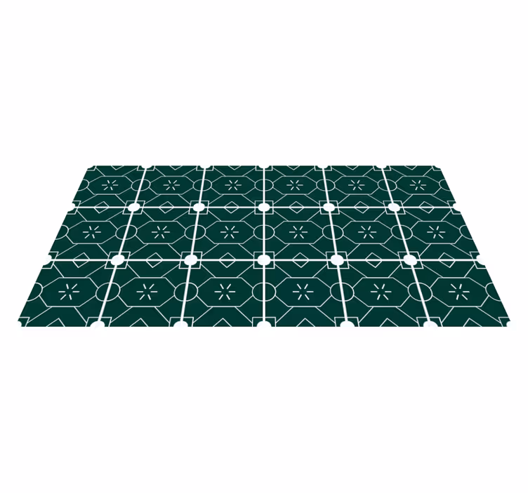 Tapis vinyle carreaux de ciment agencement géométrique vert - TenStickers