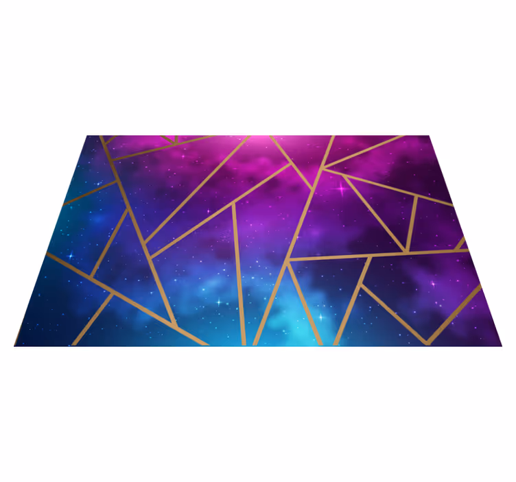 Tapis vinyle géométrique motif bleu et violet cosmique - TenStickers