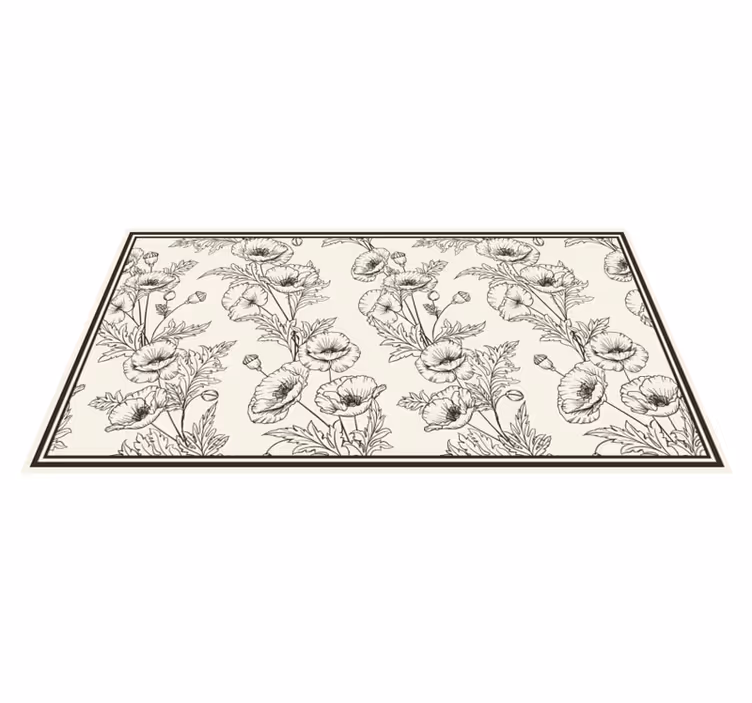 Tapis vinyle salon motif de contour floral - TenStickers