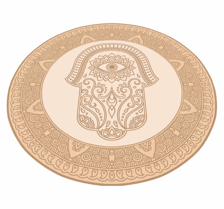 Tapis vinyle mandala symbole de la main de fatima beige - TenStickers
