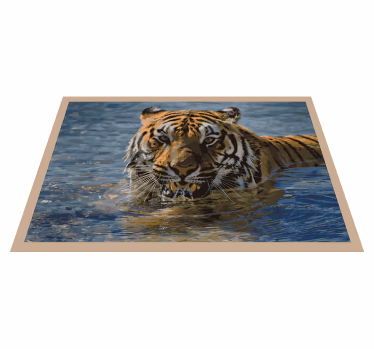 Tapis vinyle animal tigre dans l'eau - TenStickers