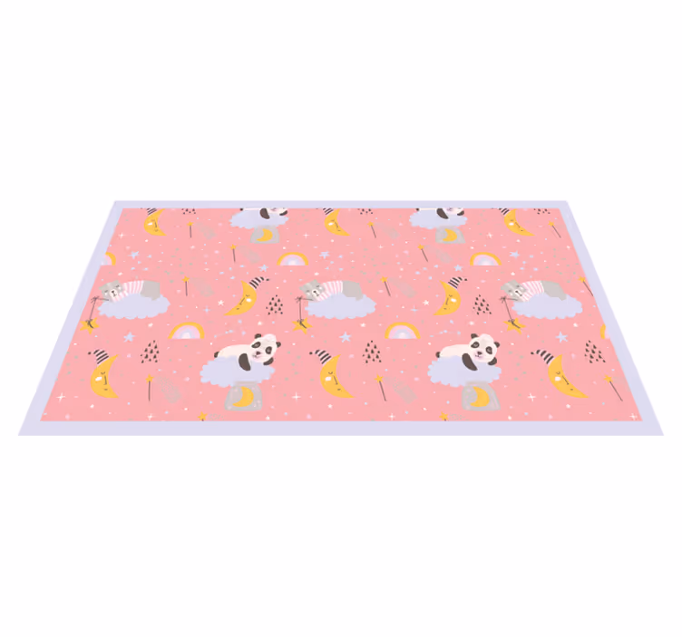 Tapis vinyle animal Fond rose avec des pandas - TenStickers
