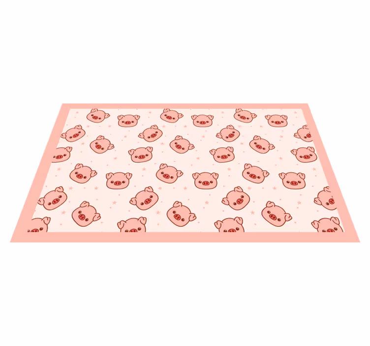 Tapis vinyle animal Visage de cochon dessin animé - TenStickers