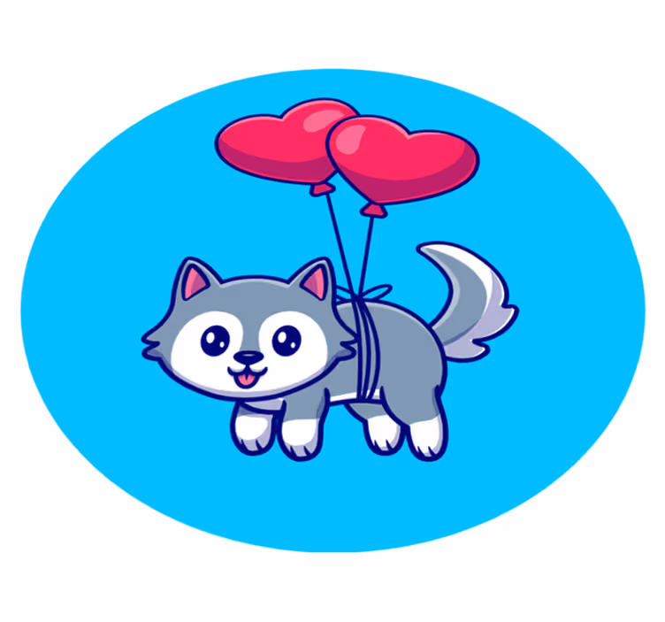 Tapis vinyle animal bébé loup avec des ballons - TenStickers
