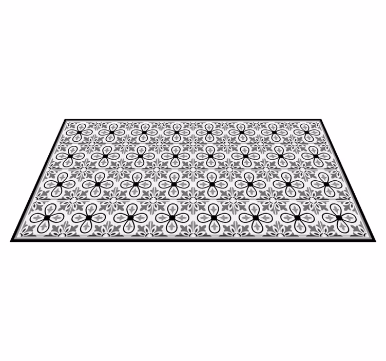Tapis vinyle carreaux de ciment portugais noir blanc - TenStickers