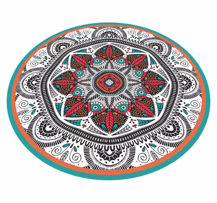Tapis vinyle mandala mise au point grise circulaire - TenStickers