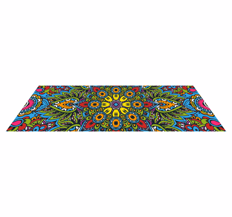 Tapis vinyle mandala motifs floraux vibrants - TenStickers